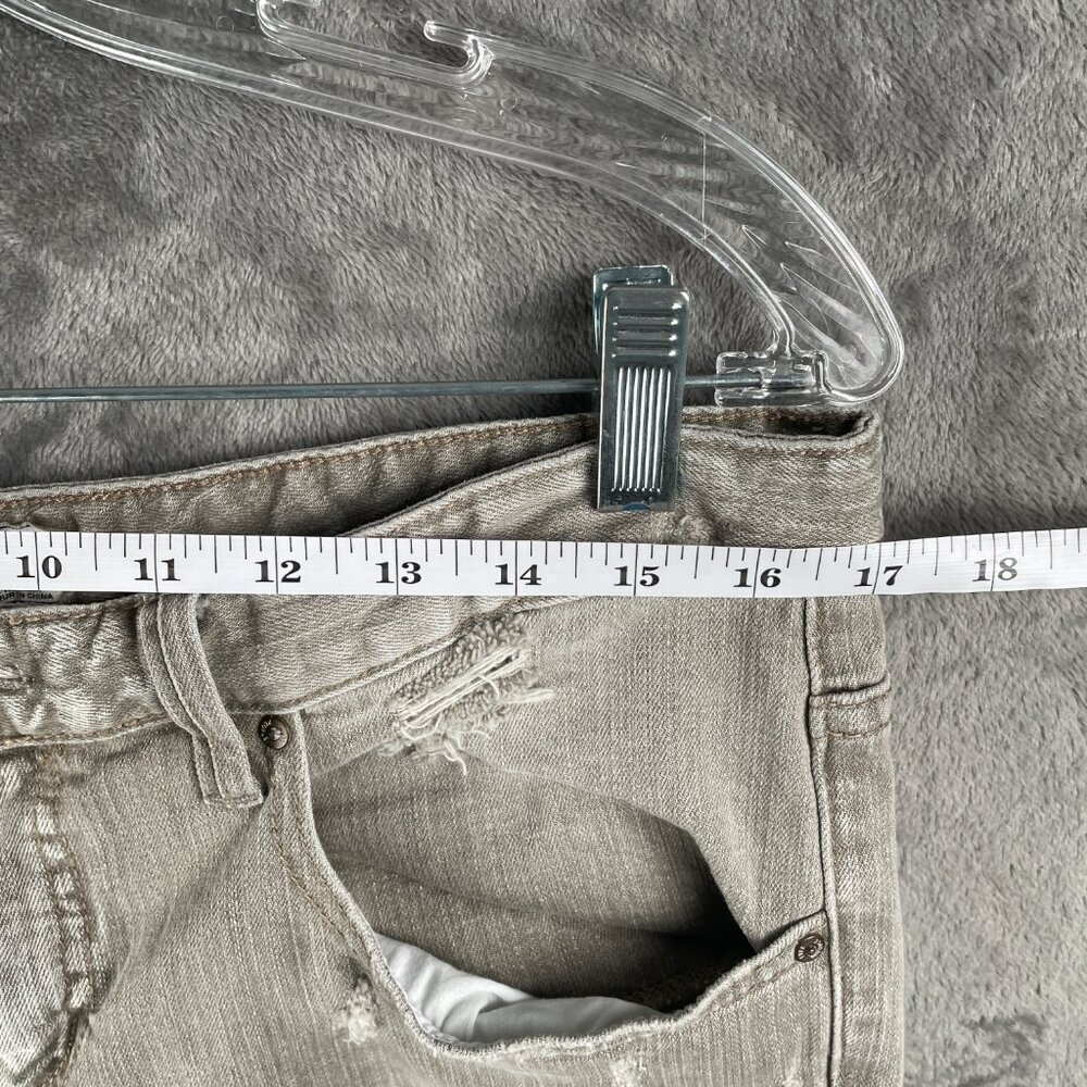 Free People Distressed Skinny Jeans Women’s W31 Khaki Green Stone Washed Y2K - Picture 4 of 8